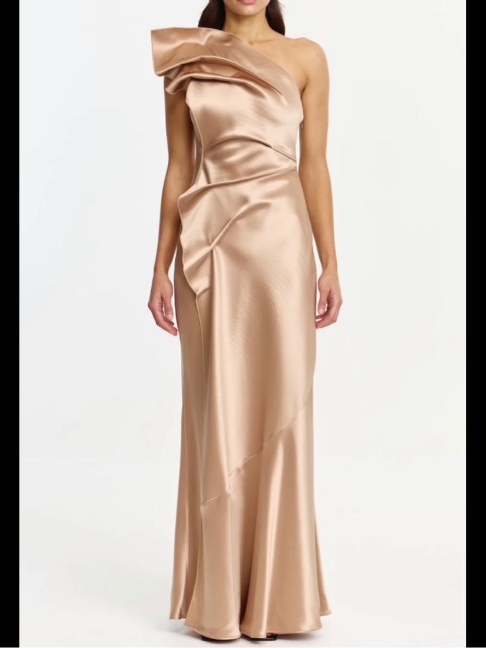 Acler WERONA MAXI DRESS,bias Cut Satin,champagne,sz 10, New Without Tag